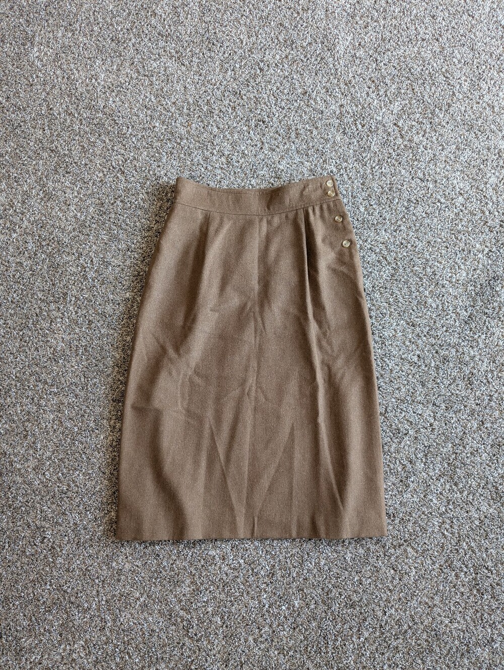 Vintage Calvin Klein 100% Wool Midi Skirt Button Size 10